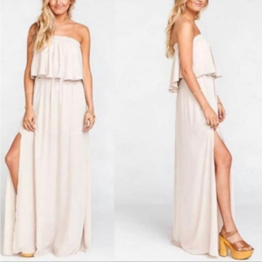 show me your mumu hacienda maxi dress show me the ring crisp xsmall xs
